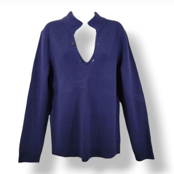 NEW Armani Exchange 100% Lambswool Sweater in Indigo Blue Purple Size Small - Picture 1 of 8